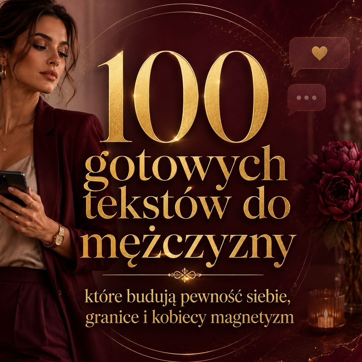 100 Gotowych Tekstów do Mężczyzny, które Budują Pewność siebie, Granice i Kobiecy Magnetyzm